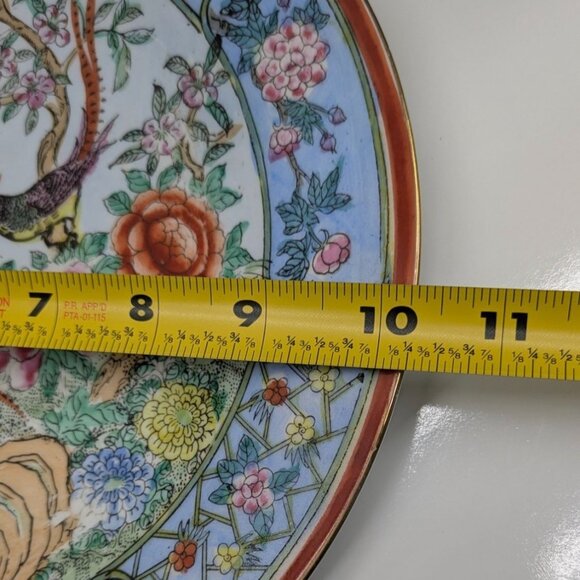 Nora Fenton Exotic Birds Plate 10.25 Hand Painted Floral Macau Porcelain Vintage - Picture 3 of 13